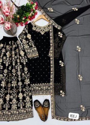 Alternative view of NEW DESIGNER  HEAVY EMBROIDERY CHINE SEQUENCE WORK 3 PIS SUIT SET