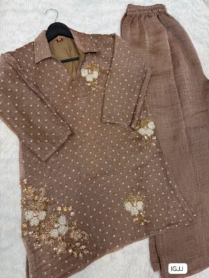 Alternative view of Co-Ords Set (Stitched) WITH Salsa butti