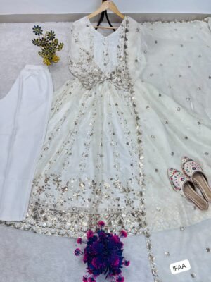 Alternative view of AK COLLECTION D.NO :- AK-7111 GOWN PENT & DUPATTA SET WITH FENDY FABRICSLUNCHING FESTIVAL SPECIAL HEAVY EMBROIDERY SEQUENCE WORK GOWN PENT & DUPATTA SET