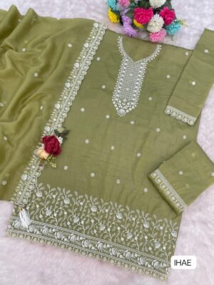 Fancy Gold Crush with Heavy Embroidery Work With 3mm Sequence