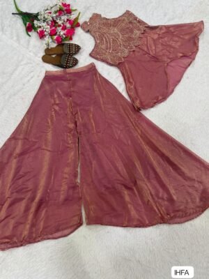 Top Sarara Plazzo WITH Heavy Fandy Silk.  Heavy Bids Hand Work And Moti Work. 