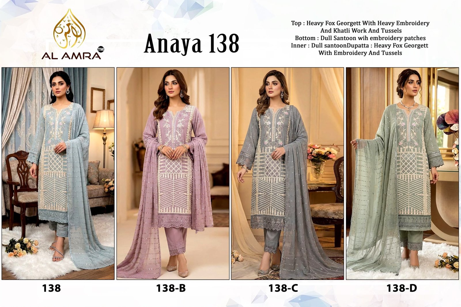 Exclusive Designs ZF ANAYA 138 TOP DUPATTA BOTTOM WITH HEAVY FOX GEORGETT FRONT EMBROIDERY WITH HEAVY KHATLI HAND WORK - Image 9