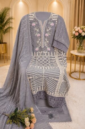Alternative view of Exclusive Designs ZF ANAYA 138 TOP DUPATTA BOTTOM WITH HEAVY FOX GEORGETT FRONT EMBROIDERY WITH HEAVY KHATLI HAND WORK