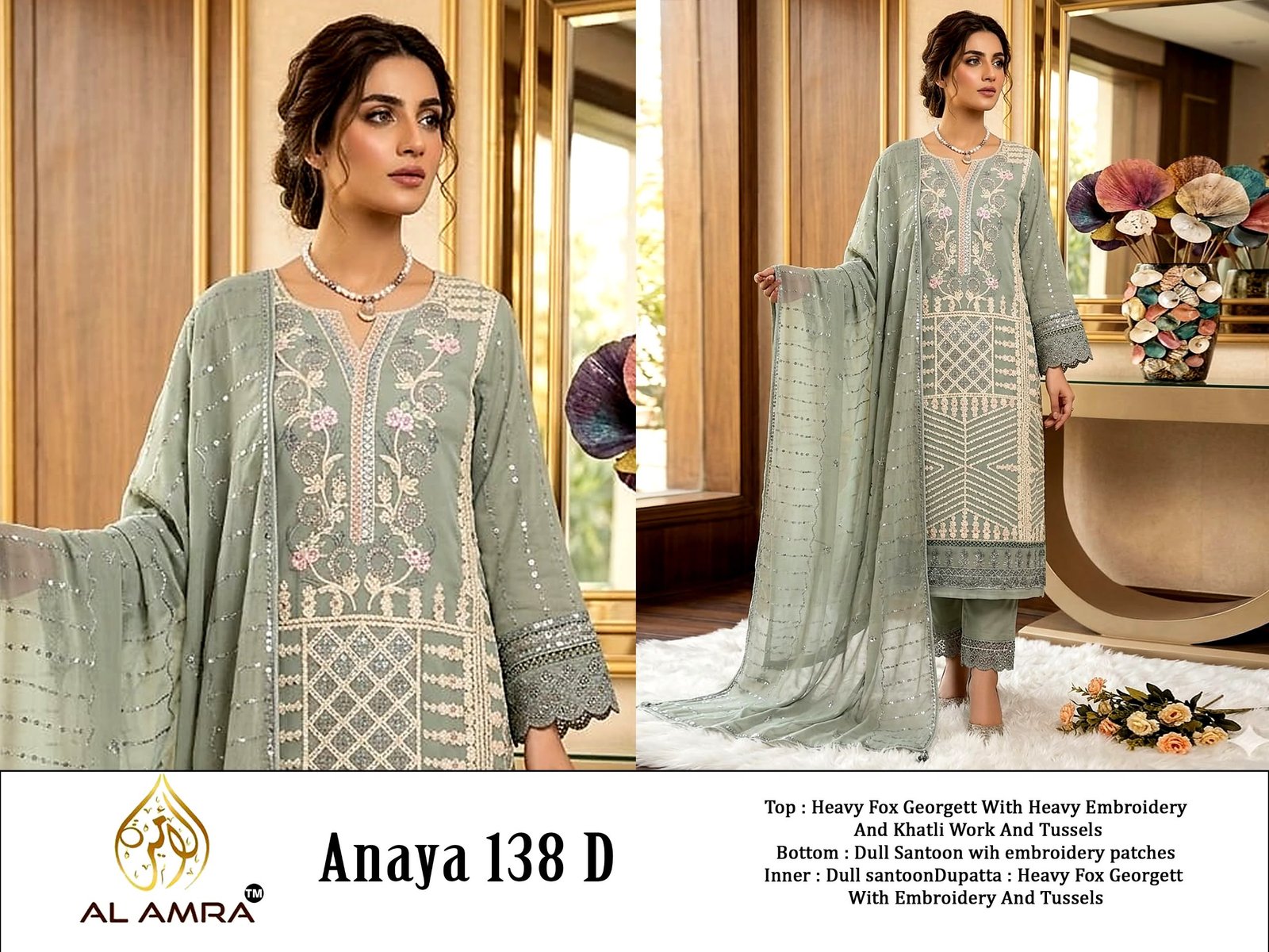 Exclusive Designs ZF ANAYA 138 TOP DUPATTA BOTTOM WITH HEAVY FOX GEORGETT FRONT EMBROIDERY WITH HEAVY KHATLI HAND WORK - Image 5