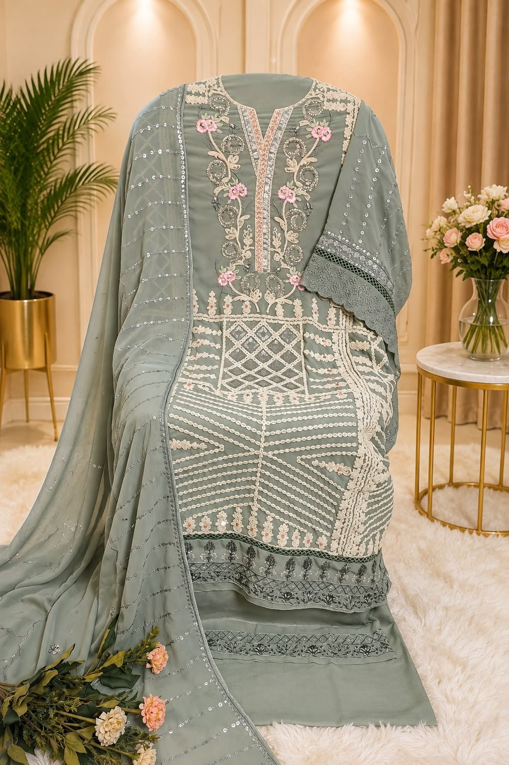 Exclusive Designs ZF ANAYA 138 TOP DUPATTA BOTTOM WITH HEAVY FOX GEORGETT FRONT EMBROIDERY WITH HEAVY KHATLI HAND WORK - Image 6