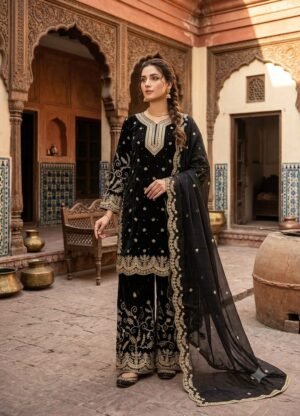 Top Plazzo & Dupatta Set WITH Pur fendy Silk With Heavy Embroidery Đěsigner Party Wear Look Pur GMY SILK Top Plazzo & Dupatta Set