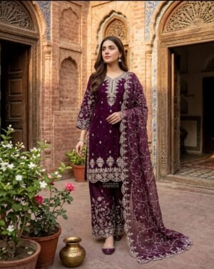 TOP PLAZZO COLLECTIONS WITH Pur fendy Silk With Heavy Embroidery
