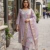 Elevate your ethnic wardrobe with our stunning new pari design. This premium 3-piece suit set combines sophisticated handwork with a modern silhouette, making it perfect for festive celebrations or formal gatherings.