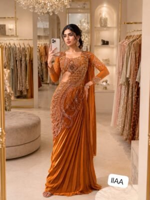 SAREE WITH Premium Rangoli Silk Fabric MOST TRENDING READY-TO-WEAR DRAPE SAREE