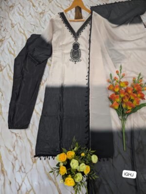 Alternative view of WOMEN'S HEAVY CRAPE SILK WITH HEAVY EMBROIDERY BEATS KURTI, PANT & DUPPATA SET'S
