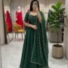 3085 VANYA EMERALD gown with Mono Chrome with dupatta off a perfect celebration a must have in the wardrobe now add it to yours