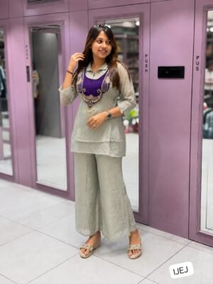 KURTI , KOTI & PLAZZO SET WITH  Beautiful crunchy silk Rakshabandhan Spacial 