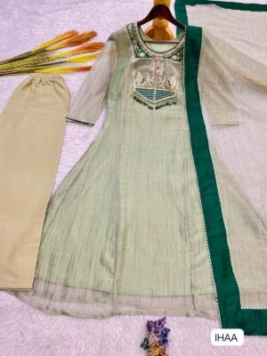 Alternative view of Rakhi Special Kurta Set WITH Pure SALSA SILK With Embroidery And Thread Work With Hand Stitched Beads And Latkan Work