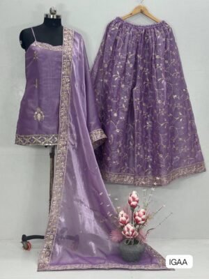 NEW DESIGNER WEAR HEAVY JIMY SILK ORGANZA 3 PIS SUIT SET
