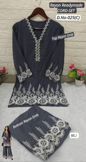 PAKISTANI WITH Premium Soft Rayon V-Neck Pattern With Elegant Emb Work