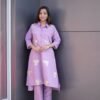 Kurti Palazzo set roman silk Fabric piece suit set featuring a roman Silk Kurti, matching Palazzo