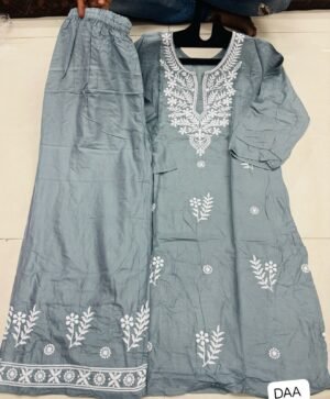 Kurti plazo collction Reyon cotton Top with beautiful chikankari work on yoke & Reyon pent