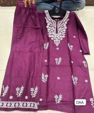 Alternative view of Kurti plazo collction Reyon cotton Top with beautiful chikankari work on yoke & Reyon pent