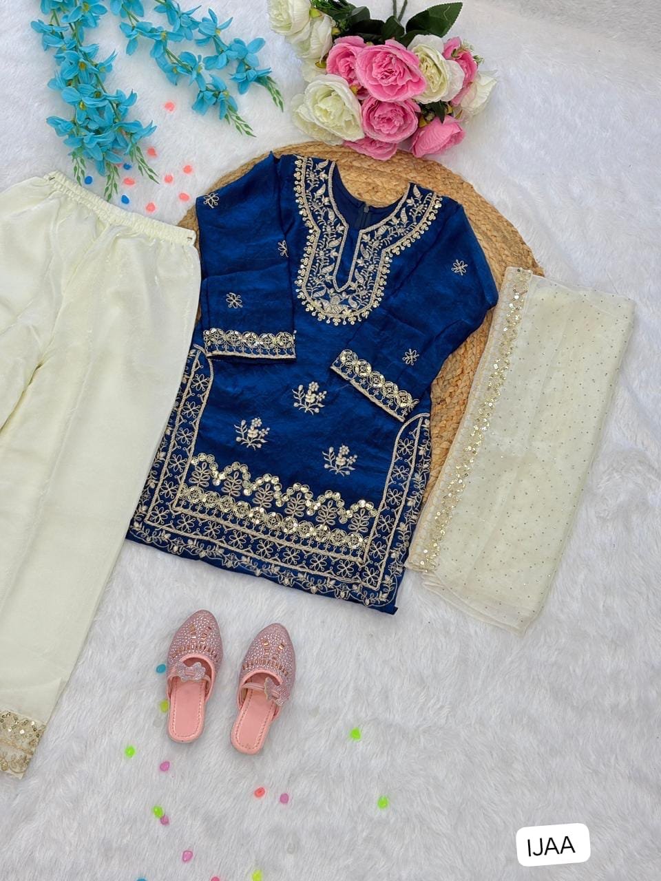 Top β Palazzo with Dupatta Pure FENDI SILK Fabric - Image 2