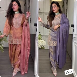 Presenting New Designer Collection In Ronald Silk With Heavy Embroidery Sequence Work Top-Bottom And Dupatta Set Fully Stitched Ready To Wear