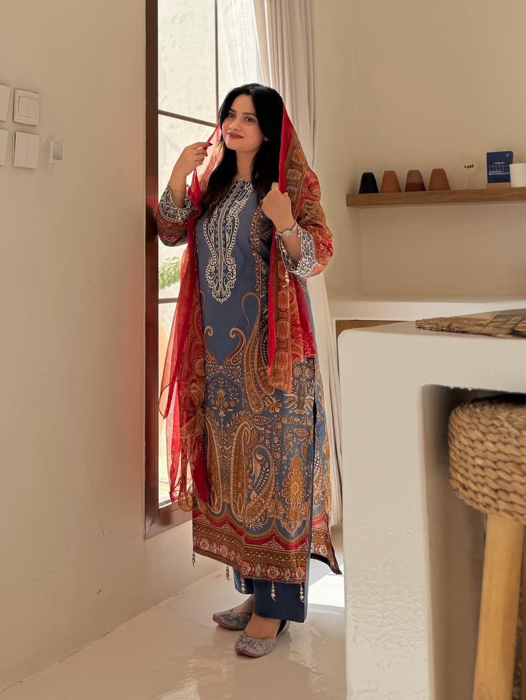 Pakistani Prints With Heavy Cotton Print With Embroidery Sequence Work .
