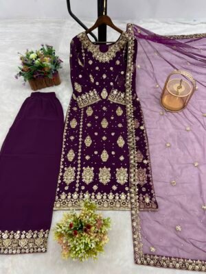 Alternative view of KURTI DUPATTA WITH BEAUTIFUL PLAZZO WITH HEAVY FAUX GEORGETTE.PRESENTING 3 PIECE STYLISH KURTI DUPATTA WITH BEAUTIFUL PLAZZO