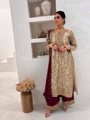 KURTI WITH BEAUTIFUL CONTRAST PLAZZO AND DUPATTA WITH HEAVY TWO TONE FRENDY SILK.READY TO WEAR COLLECTION 3 PIECE FANCY KURTI WITH BEAUTIFUL CONTRAST PLAZZO AND DUPATTA