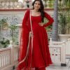 Anarkali Set WITH Faux Georgette Crafted in Classy Tones with Premium Fabric & Detailing