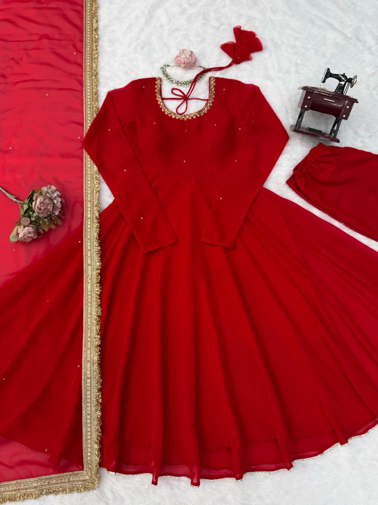 Anarkali Set WITH Faux Georgette Crafted in Classy Tones with Premium Fabric & Detailing - Image 2