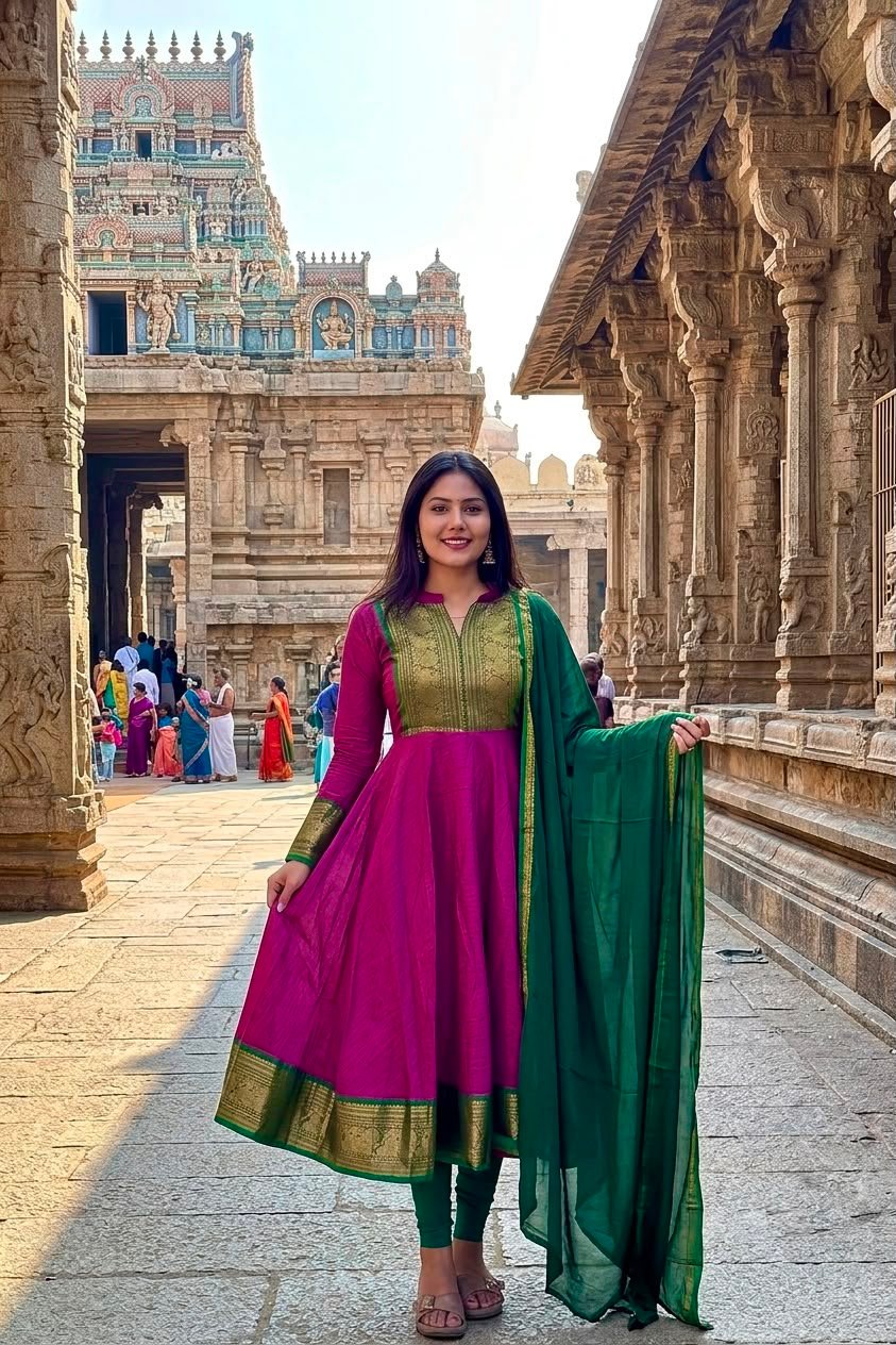 This top made from vichitra silk fabric with Jacquard weaving zari border And Georgette Duppatta with lace border