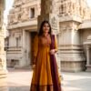 This top made from  vichitra silk fabric with Jacquard weaving zari border And Georgette Duppatta with lace border