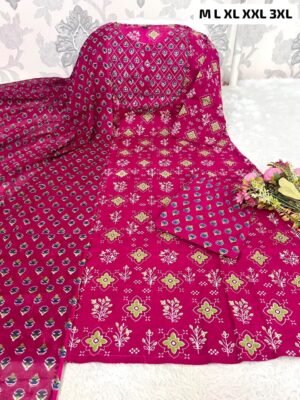 Alternative view of New Anarkali Pure Cotton kurta set with Women's printed cotton  kurta & pant or dupatta set 