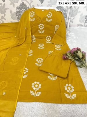KURTI WITH PANT WITH MATCHING DUPPATA WITH PURE MUL COTTON  KURTI -EMBROIDERY WITH HAND WORK