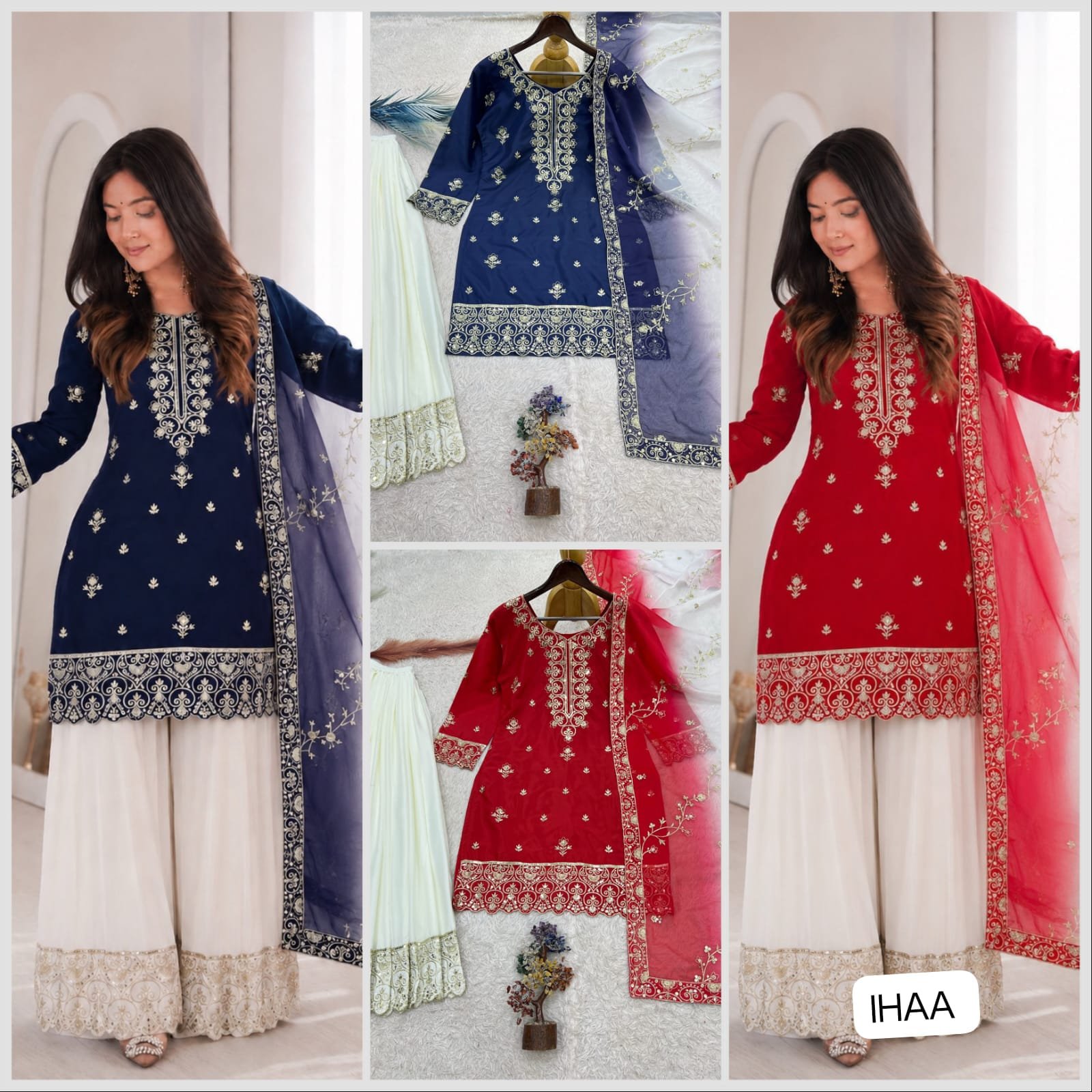 TOP PLAZZO WITH DUPATTA WITH PURE NATURAL SILK PRESERNTING NEW READY TO WEAR DESIGN HEAVY EMBROIDERY AND SEQUENCE WORK TOP - PLAZZO WITH DUPATTA - Image 5