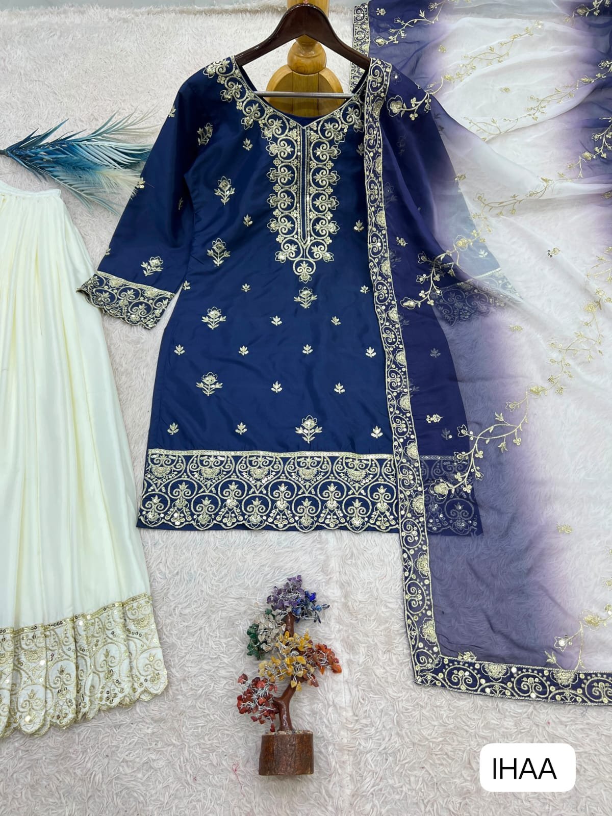 TOP PLAZZO WITH DUPATTA WITH PURE NATURAL SILK PRESERNTING NEW READY TO WEAR DESIGN HEAVY EMBROIDERY AND SEQUENCE WORK TOP - PLAZZO WITH DUPATTA - Image 4