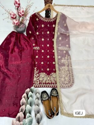 Alternative view of TOP WITH SHARARA WITH HEAVY GMY SILK NEW DESIGNER PARTY WEAR HEAVY GMY SILK TOP WITH SHARARA