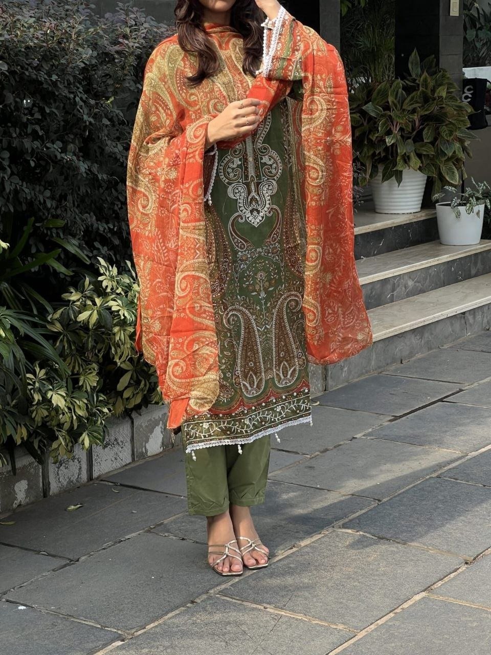 Pakistani Prints WITH Heavy Cotton Print With Embroidery Sequence Work .