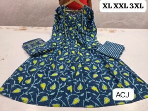 New Anarkali kurta set with Angrakha style with side dorii attached heavy Tassel Women's printed cotton kurta & pant or dupatta set