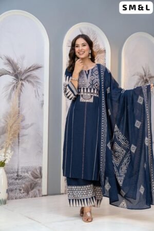 Alternative view of KURTI WITH PLAZZO WITH PREMIUM DUPPATA  WITH PURE 100% COTTON WITH Kurti With Embroidery Work