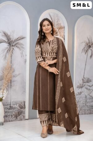 KURTI WITH PLAZZO WITH PREMIUM DUPPATA  WITH PURE 100% COTTON WITH Kurti With Embroidery Work