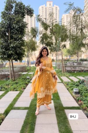 TOP BOTTOM DUPATTA WITH PURE VISCOSE ROMAN SILK WITH HEAVY EMBROIDERY WORK WOMEN'S PURE VISCOSE ROMAN SILK KURTA SET'S