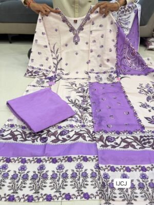 Alternative view of Suit Set With Soft & silky berry silk fabric  with elegant lavender floral prints