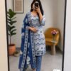 Kurti With Pant With Dupatta WITH Morgan Sequence Silk Digital Print