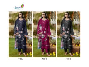 SANIYA TRENDZ D NO:- 7169 Top Dupatta WITH Bottom WITH COTTON WITH CHIKANKARI EMBROIDERED