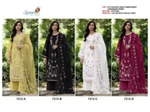 SANIYA TRENDZ D NO:-7212 Top Dupatta WITH Bottom With COTTON WITH CHIKANKARI EMBROIDERED