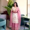 op Plazzo & Dupatta Set WITH :Pur Gmy Silk With Heavy Embroidery 5 mm Sequence Work With Sleeves