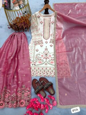 Alternative view of op Plazzo & Dupatta Set WITH :Pur Gmy Silk With Heavy Embroidery 5 mm Sequence Work With Sleeves