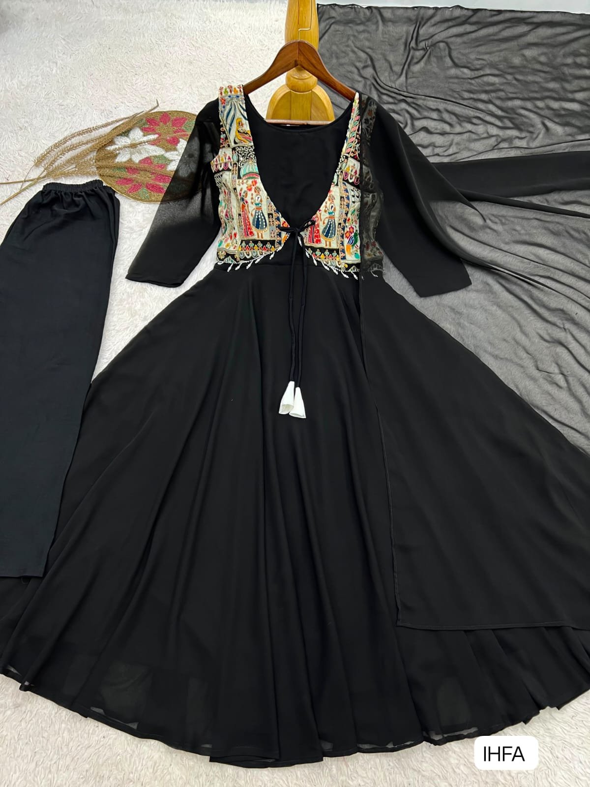 Anarkali Gown WITH Heavy Faux Georgette Fabric “Presenting Elegant New Designer Collection In Anarkali Gown 3 piece Set With Beautiful Position Worked Koti” - Image 2