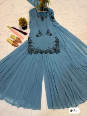 Alternative view of Top Sharara Dupatta with Pure Faux Georgette With Full Sleeve Fabric Bids Hand Work With Sequence Embroidery Work.