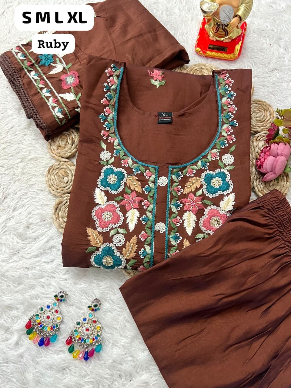 Kurti Pent Dupatta Set WITH Premium Roman Silk Launching New Designers Kurti Pent Dupatta Set - Image 2